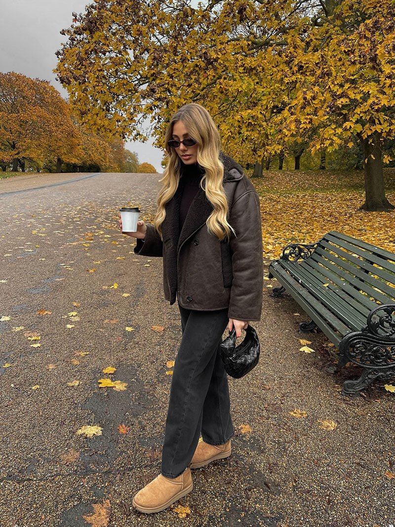 Bruine Oversized Winterjas – Warme Teddyvoering 4