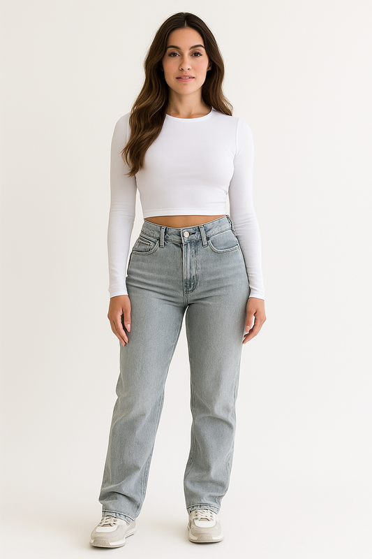 GRIJS – Stretch Straight Jeans – Flatterend Silhouet 1