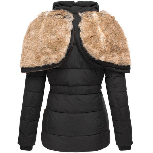 Gewatteerde Winterjas Dames – Luxe Faux Fur Kap 7