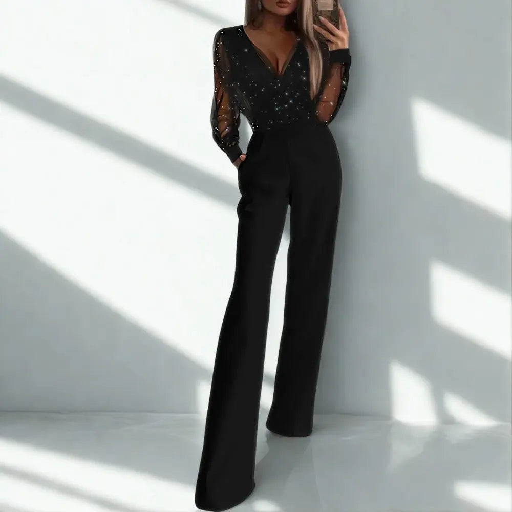 Zwarte Jumpsuit Glitter – Feestelijke Stijl 1