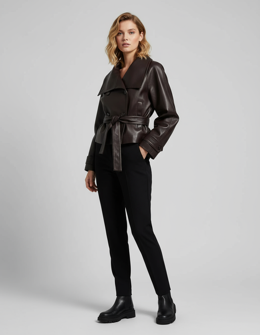 Korte Leren Dames Jas – Stijlvolle Pasvorm