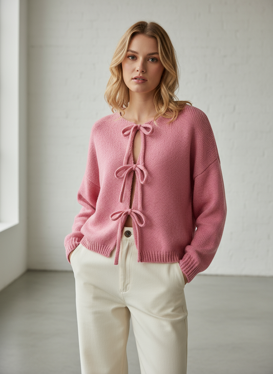 GEBREIDE CARDIGAN – Speelse Striksluiting – Comfortabele Pasvorm