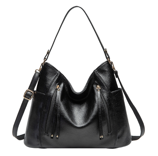 Dames Schoudertas Zwart 30x25x10 cm Leren Schoudertas-2