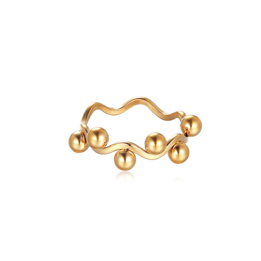 BEADED WAVE – Tijdloze Vergulde Ring – Duurzaam Ontwerp 0