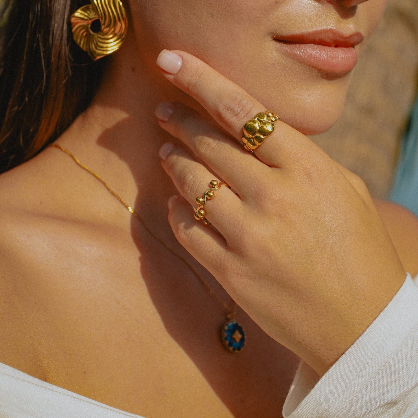 BEADED WAVE – Tijdloze Vergulde Ring – Duurzaam Ontwerp 2