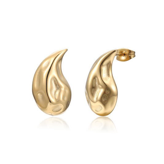 BUMPY TEARDROP – Gouden Oorbellen Dames – Gedurfde Stijl 0