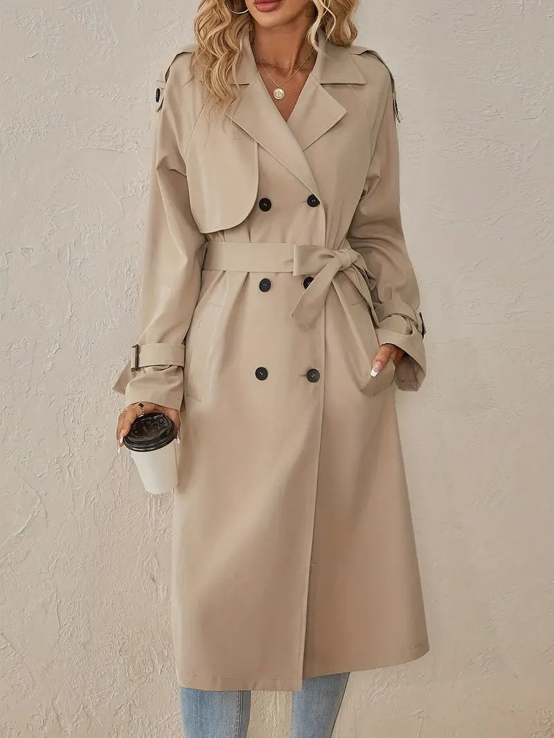 Beige Midi Trenchcoat – Elegante Pasvorm 0