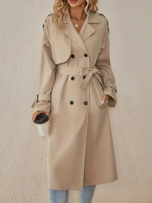 Beige Midi Trenchcoat – Elegante Pasvorm 0