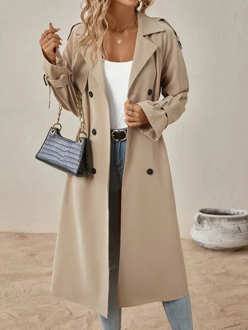 Beige Midi Trenchcoat – Elegante Pasvorm 2
