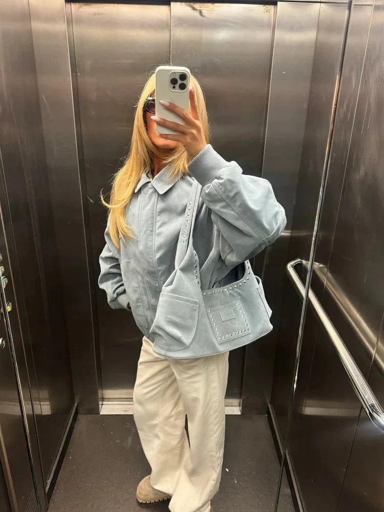 Blauwe Bomber Jas – Stoere Oversized Pasvorm 2