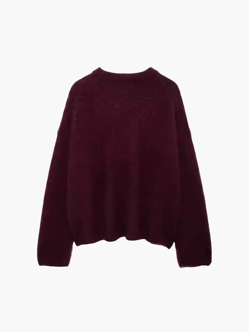 Bordeaux Oversized Dames Trui – Comfortabele Pasvorm 0