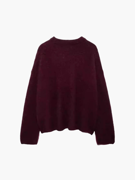 Bordeaux Oversized Dames Trui – Comfortabele Pasvorm 0