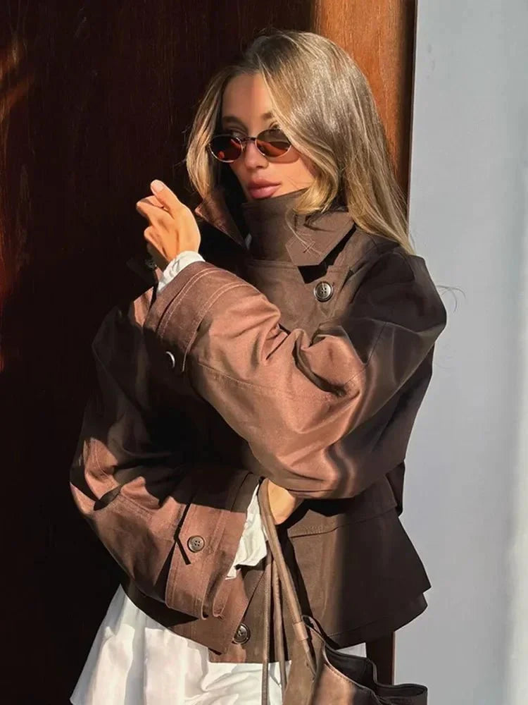 Bruin Dames Trenchcoat – Stijlvolle Pasvorm 0