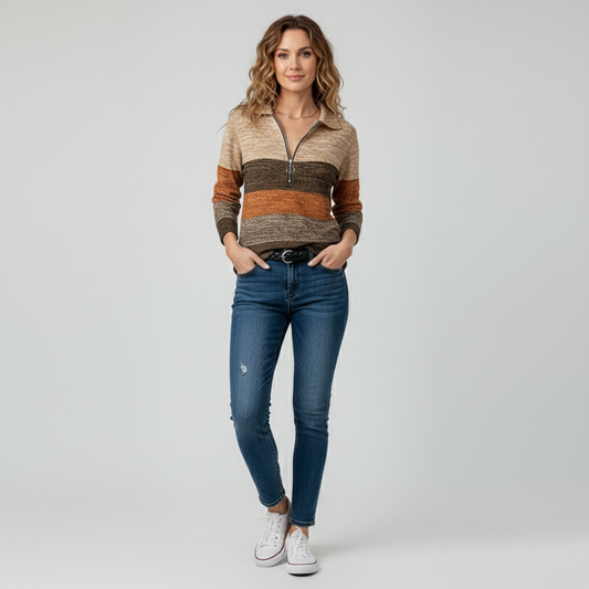 Bruine Half Zip Trui – Sportieve Chic 0