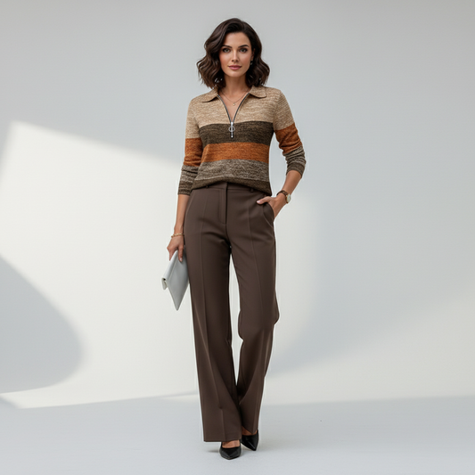 Bruine Half Zip Trui – Sportieve Chic 1