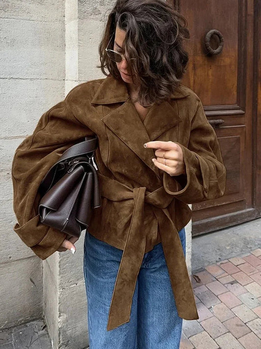 Bruine Oversized Winterjas – Retro Stijl 0