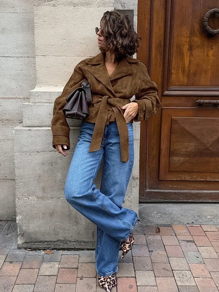 Bruine Oversized Winterjas – Retro Stijl 1