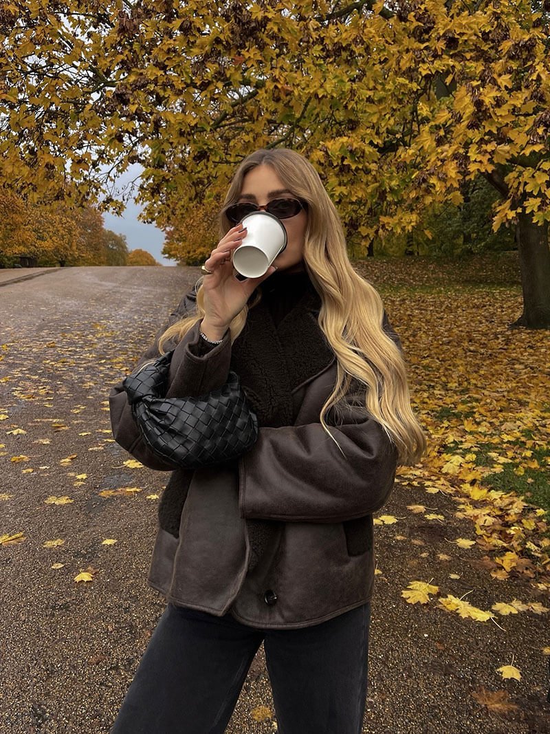 Bruine Oversized Winterjas – Warme Teddyvoering 0