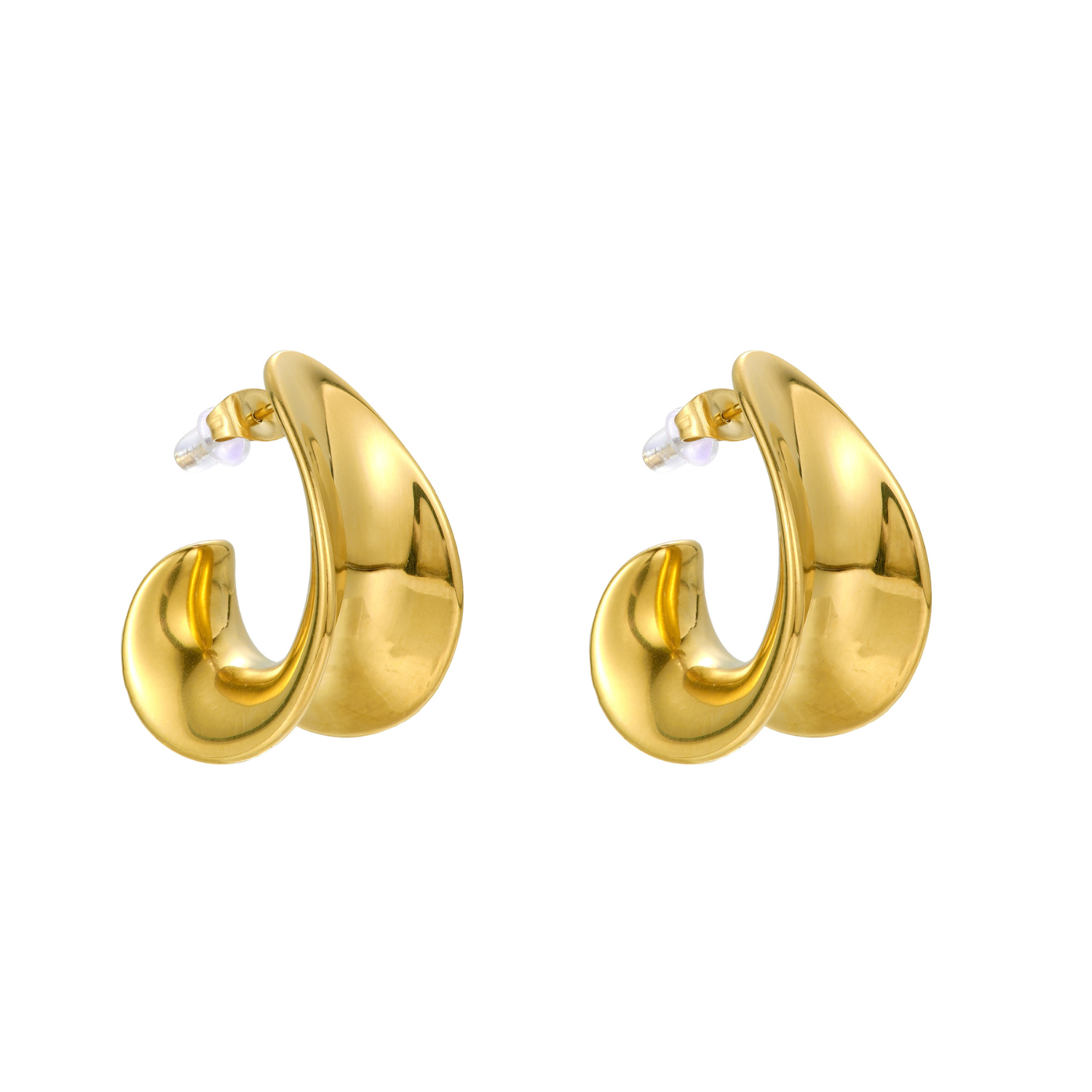 CURVE – Gouden Oorbellen Dames – Statement Design 0