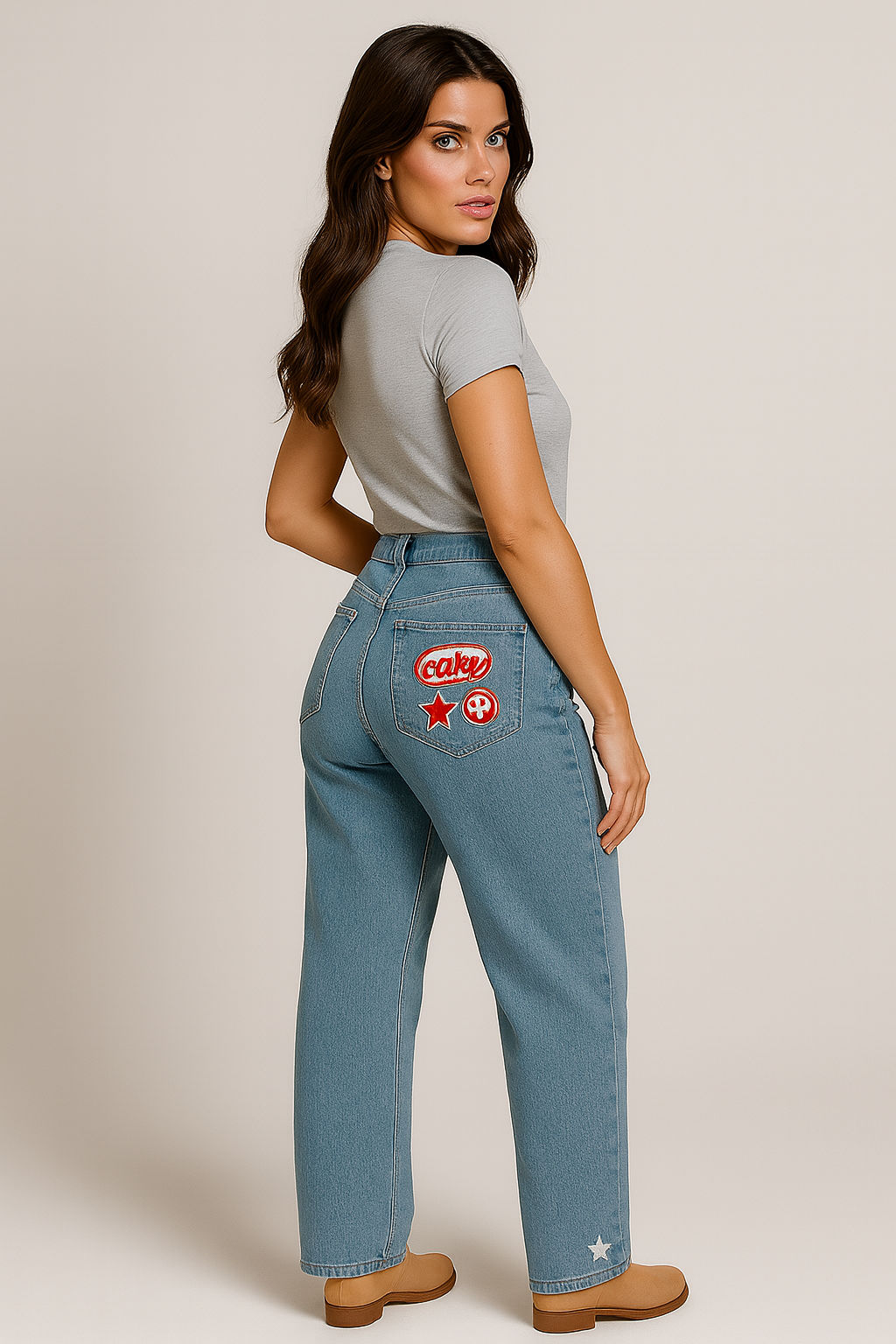 Caky Retro Patch Jeans – Speelse Stijl 1