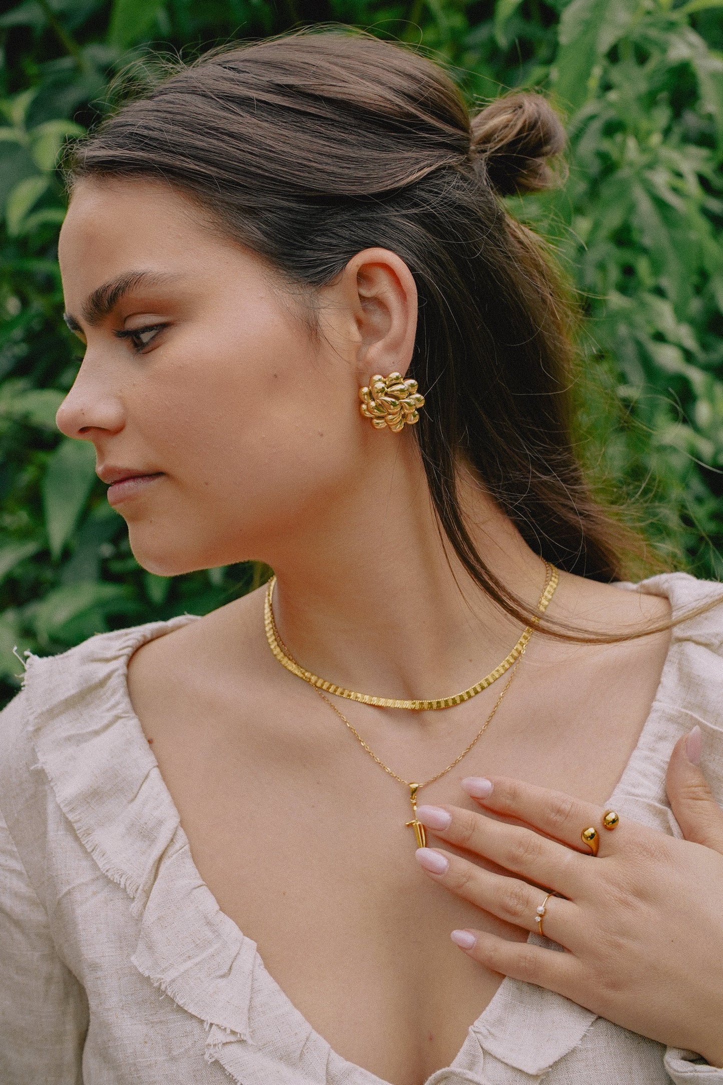 Cluster – Gouden Oorbellen Dames – Elegante Stijl 2