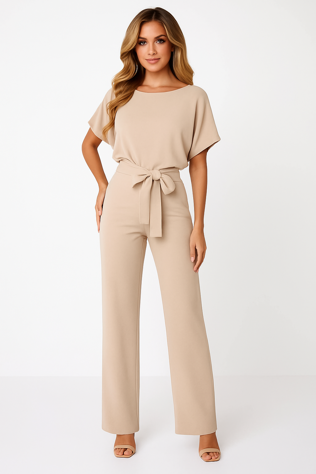 Dames Jumpsuit Zwart – Casual Elegantie Met Strik 0