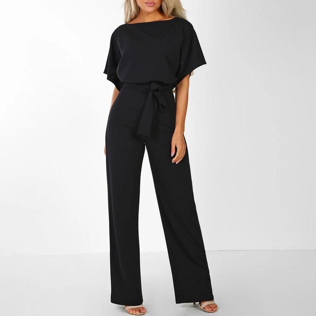 Dames Jumpsuit Zwart – Casual Elegantie Met Strik 3