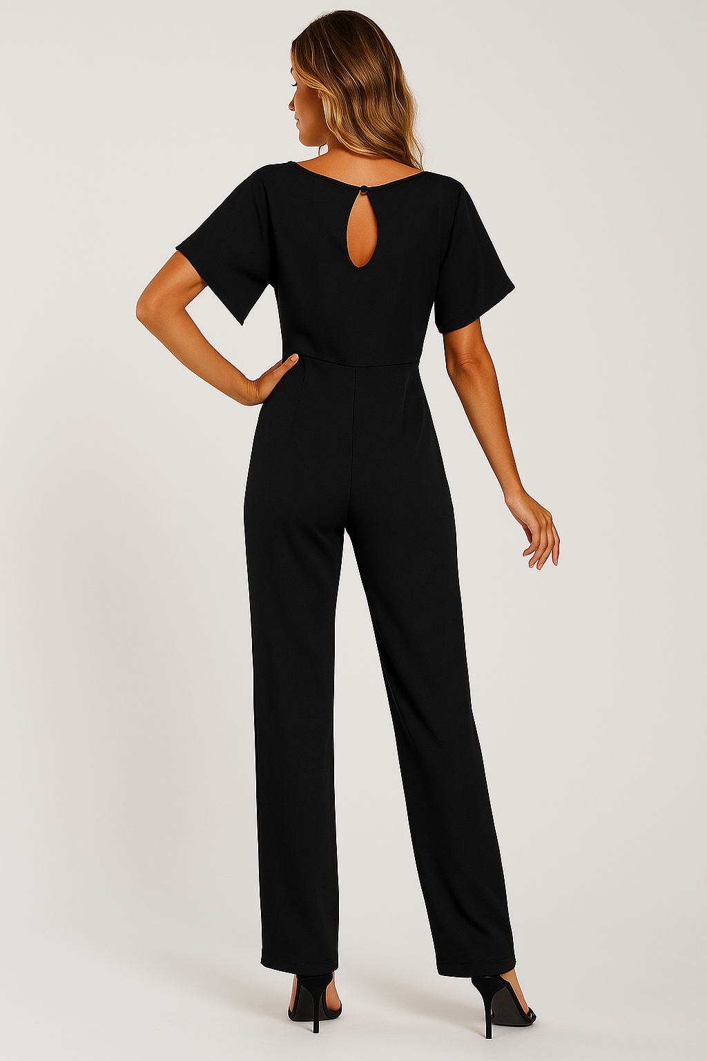 Dames Jumpsuit Zwart – Casual Elegantie Met Strik 4