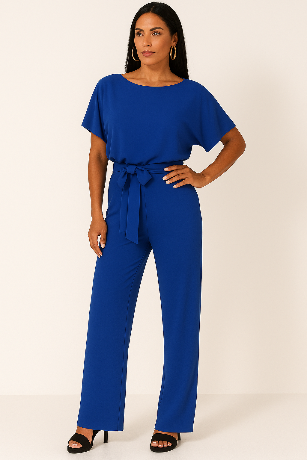 Dames Jumpsuit Zwart – Casual Elegantie Met Strik 5