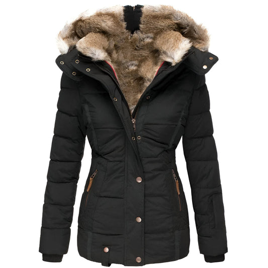 Gewatteerde Winterjas Dames – Luxe Faux Fur Kap 0