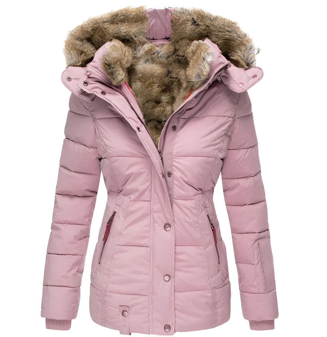 Gewatteerde Winterjas Dames – Luxe Faux Fur Kap 5