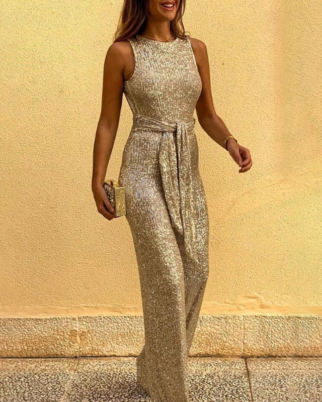 Glitter Jumpsuit – Feestelijke Elegantie – Open Rug 1