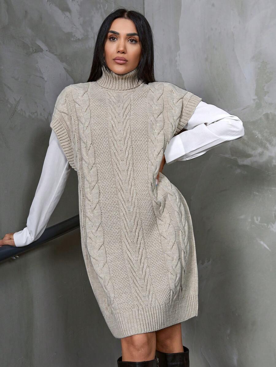 Kabelgebreide Mini Sweaterjurk – Elegante Winterlook 0