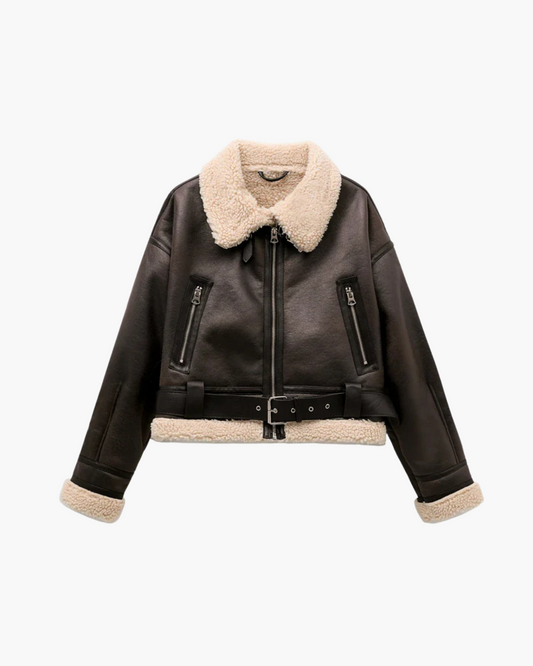 Vintage Aviator Damesjas – Warme Pilotenlook - Oversized Pasvorm 0