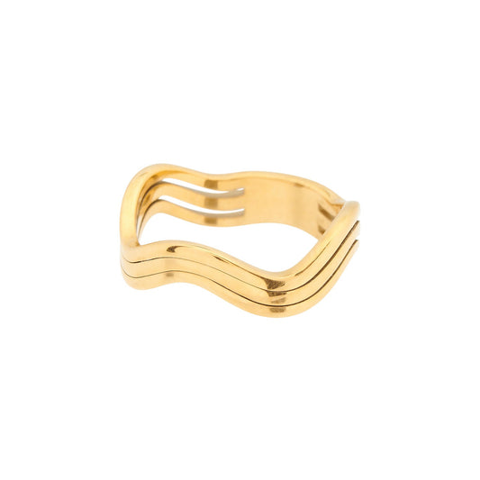 WAVE RING – Drie Laags Ontwerp – Trendy Accessoire 0