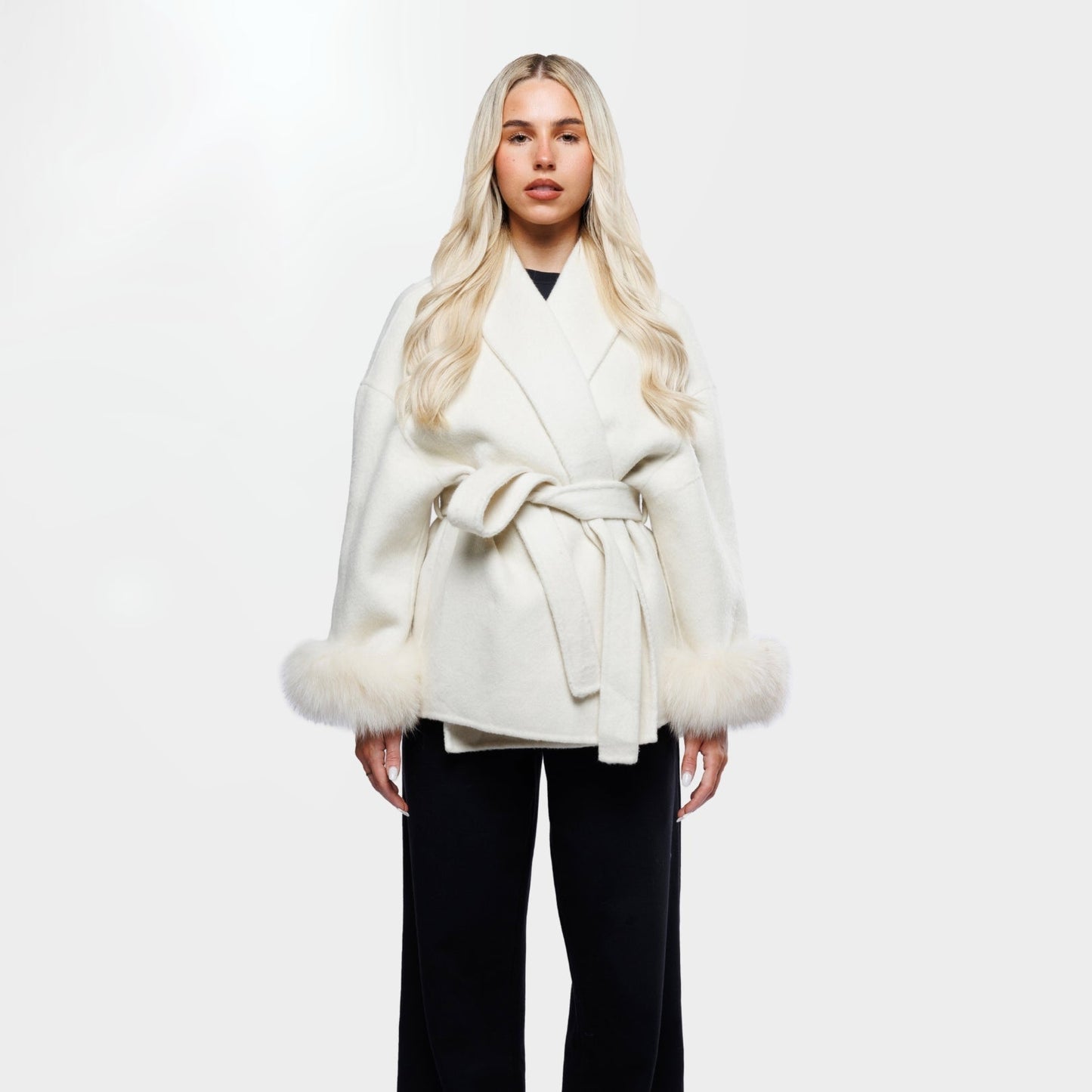 Witte Winterjas Dames – Elegante Wrap-Look 0