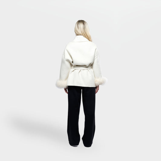 Witte Winterjas Dames – Elegante Wrap-Look 1