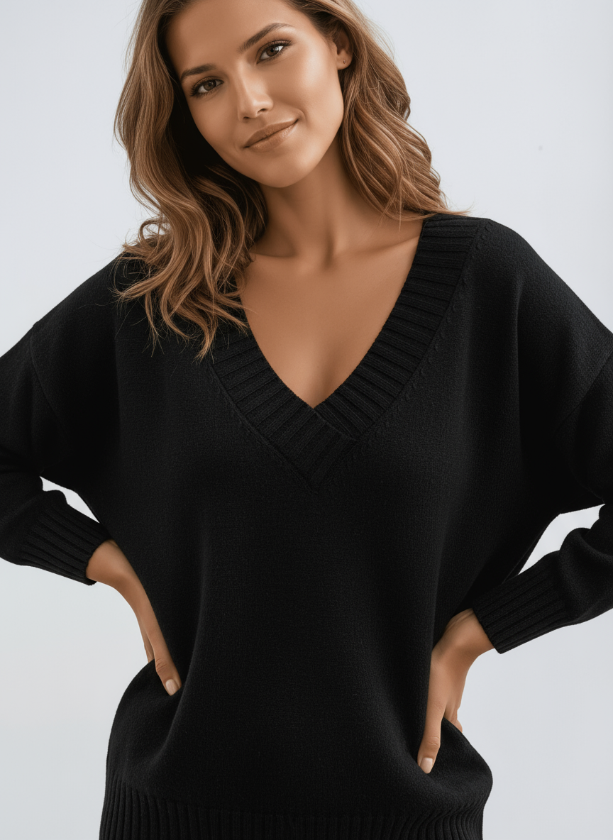 Zachte V-hals Trui – Comfortabele Oversized Pasvorm 0