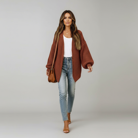 Dik Gebreid Open Vest – Comfortabele Pasvorm