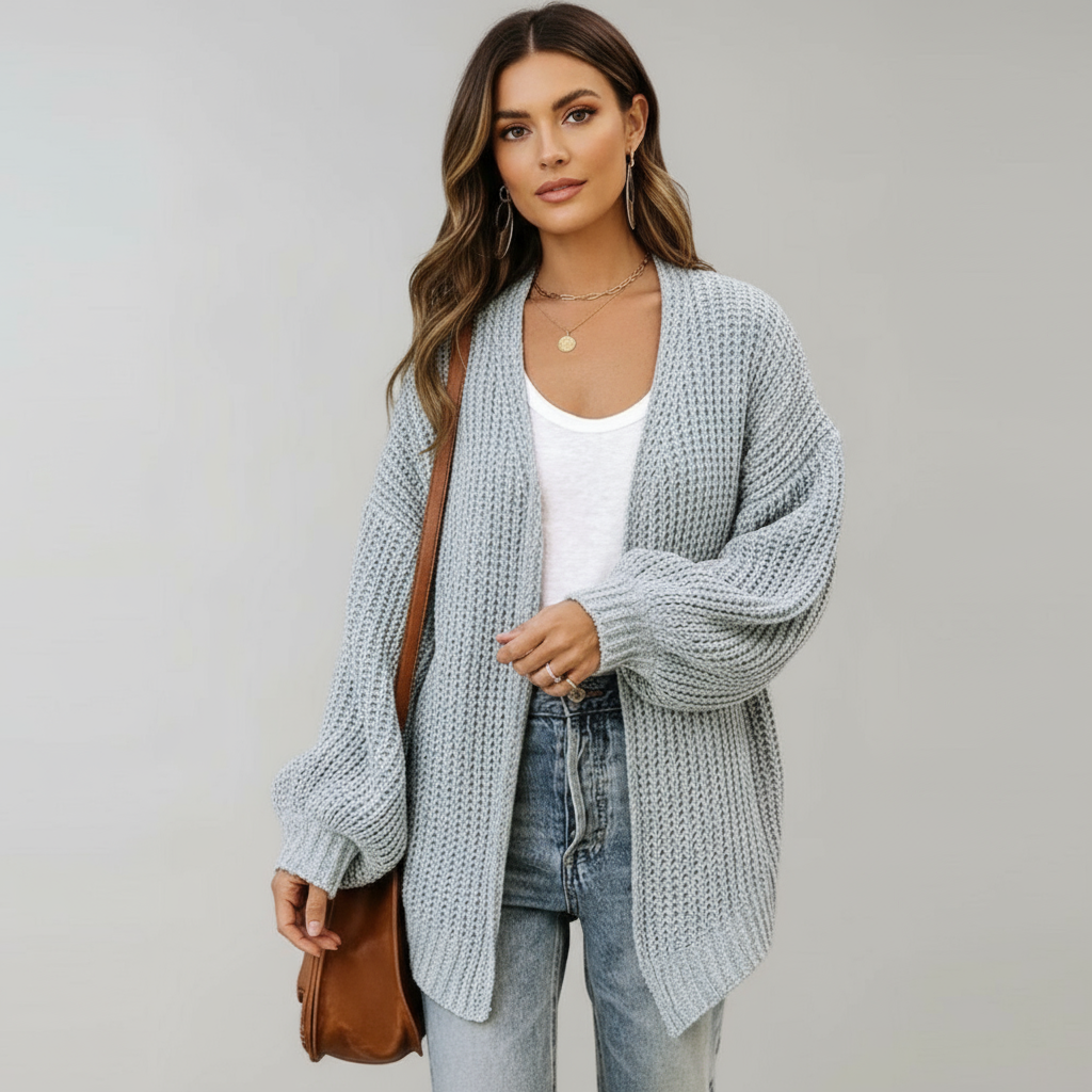 Dik Gebreid Open Vest – Comfortabele Pasvorm