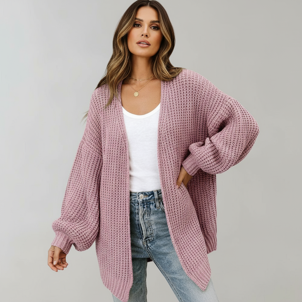 Dik Gebreid Open Vest – Comfortabele Pasvorm