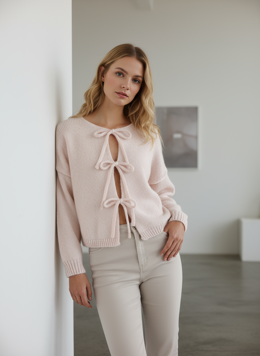 GEBREIDE CARDIGAN – Speelse Striksluiting – Comfortabele Pasvorm