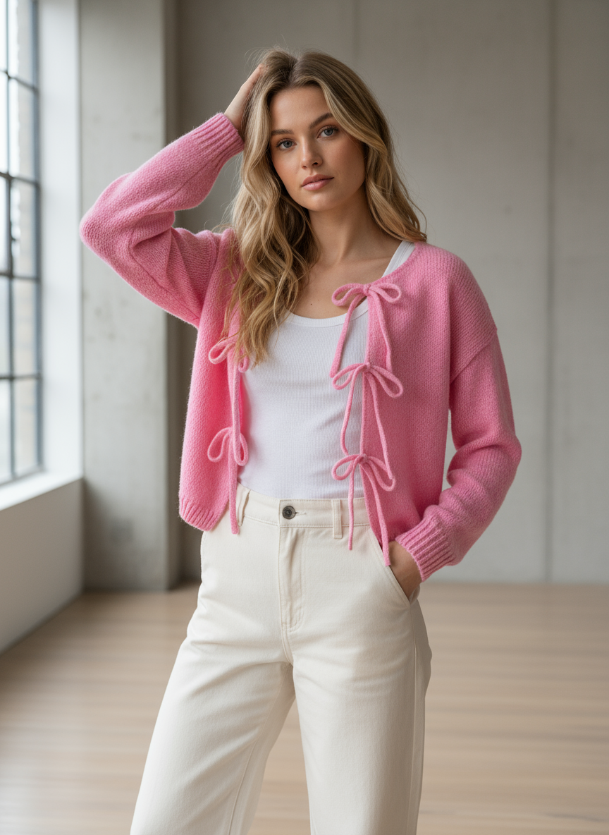 GEBREIDE CARDIGAN – Speelse Striksluiting – Comfortabele Pasvorm